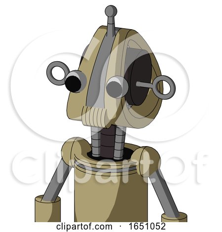 Army-Tan Automaton with Droid Head and Speakers Mouth and Two Eyes and Single Antenna by Leo Blanchette