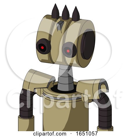 Army-Tan Automaton with Multi-Toroid Head and Black Glowing Red Eyes and Three Dark Spikes by Leo Blanchette