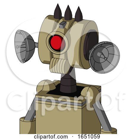 Army-Tan Automaton with Multi-Toroid Head and Speakers Mouth and Cyclops Eye and Three Dark Spikes by Leo Blanchette