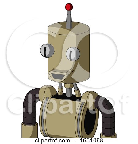 Army-Tan Automaton with Cylinder Head and Happy Mouth and Two Eyes and Single Led Antenna by Leo Blanchette