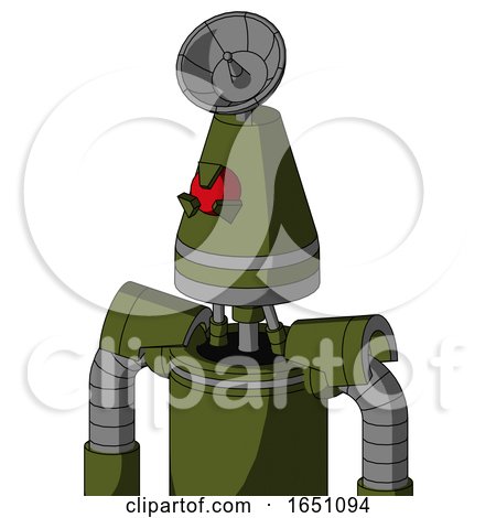 Army-Green Automaton with Cone Head and Angry Cyclops Eye and Radar Dish Hat by Leo Blanchette