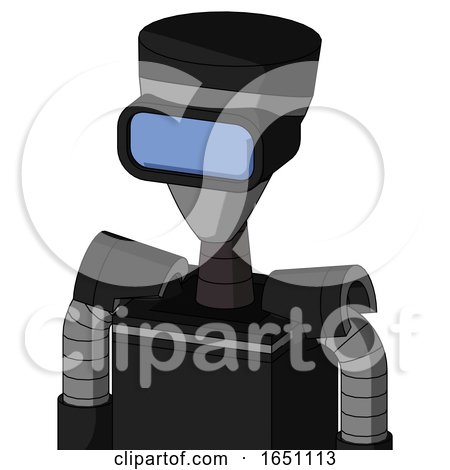 Black Automaton with Vase Head and Large Blue Visor Eye by Leo Blanchette