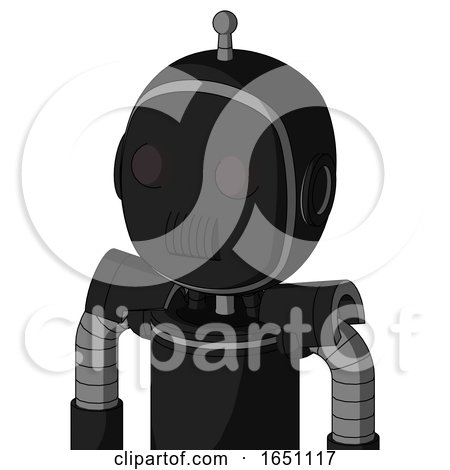 Black Automaton with Bubble Head and Speakers Mouth and Two Eyes and Single Antenna by Leo Blanchette
