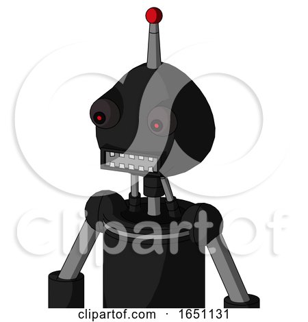 Black Automaton with Rounded Head and Square Mouth and Red Eyed and Single Led Antenna by Leo Blanchette
