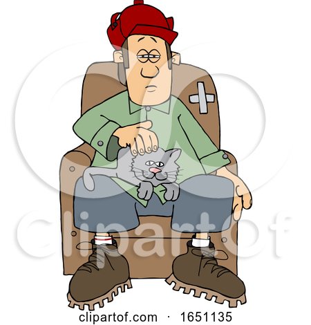 Cartoon Man with a Cat on His Lap by djart