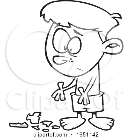 Cartoon Black and White Boy with a Broken Glass by toonaday
