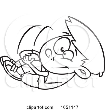 Cartoon Black and White Boy Doing an Egg Roll by toonaday