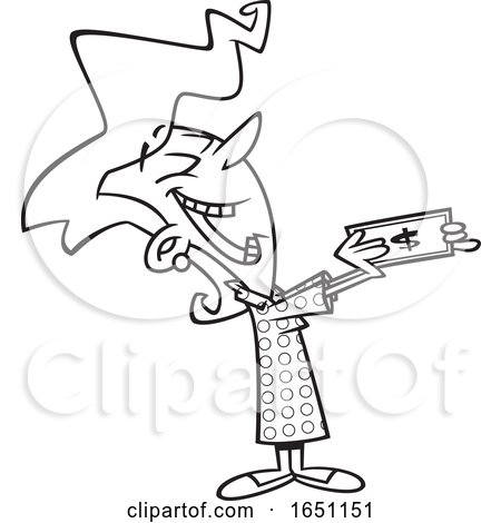 Cartoon Black and White Woman Holding out Money by toonaday