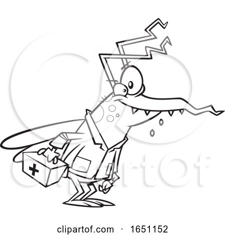 Cartoon Black and White Mosquito Doctor by toonaday
