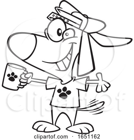 Cartoon Black and White Swag Dog Holding a Cup by toonaday