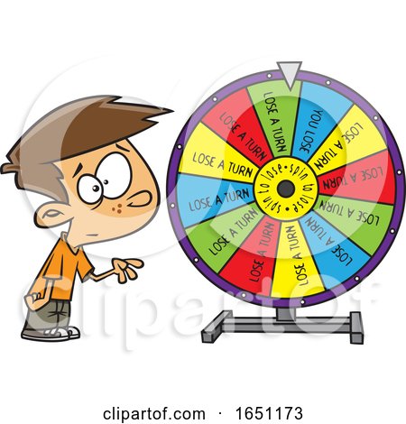 Cartoon Boy Spinning a Wheel by toonaday