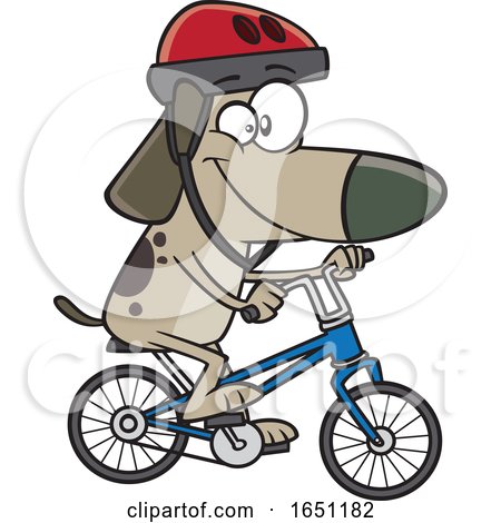 Cartoon Dog Riding a Bike by toonaday