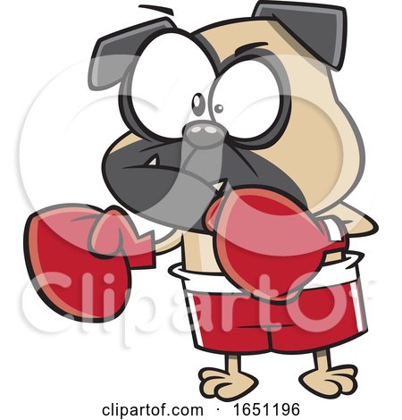 Cartoon Pugnacious Boxing Dog by toonaday