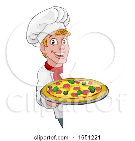 Pizza Chef Cartoon by AtStockIllustration