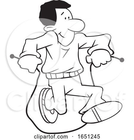Cartoon Lineart Black Man Jumping Rope by Johnny Sajem