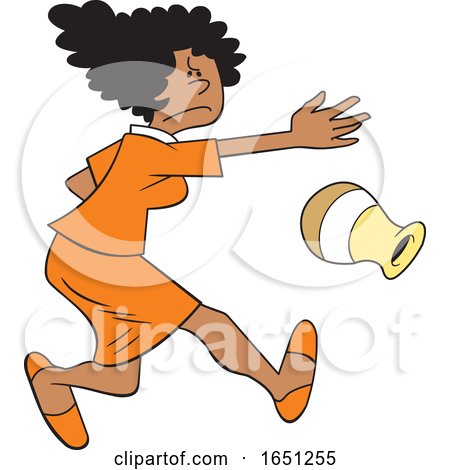Cartoon Angry Black Woman Throwing a Vase by Johnny Sajem