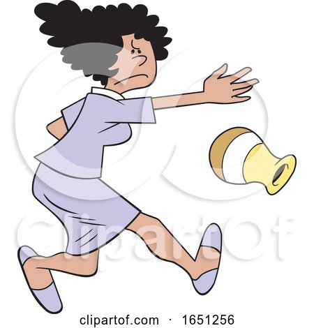 Cartoon Angry Hispanic Woman Throwing a Vase by Johnny Sajem
