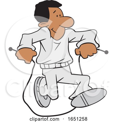 Cartoon Black Man Jumping Rope by Johnny Sajem