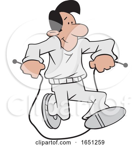 Cartoon Hispanic Man Jumping Rope by Johnny Sajem