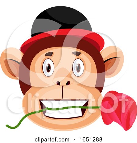 Monkey Is Holding Rose in His Mouth by Morphart Creations