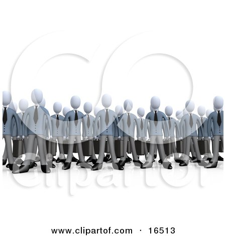 Crowd Of Businessmen Standing Together, Symbolizing Teamwork Or Cloning Clipart Illustration Graphic by 3poD