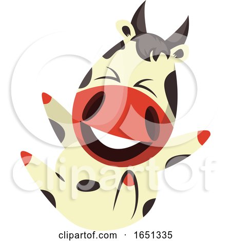 Cow Mascot Rolling on the Floor and Laughing by Morphart Creations