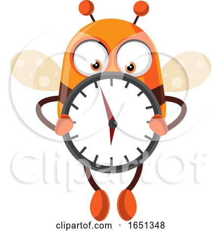 Chubby Bee Mascot Holding a Clock by Morphart Creations