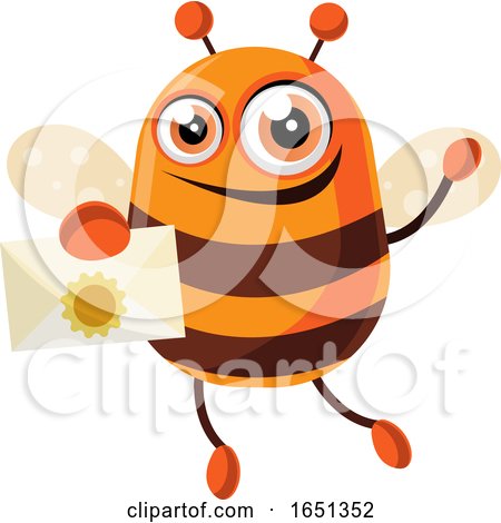 Chubby Bee Mascot Holding a Letter by Morphart Creations