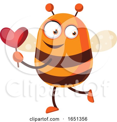 Chubby Bee Mascot Holding a Heart by Morphart Creations