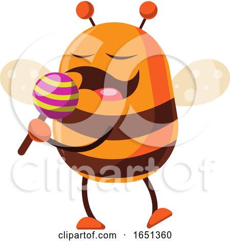 Chubby Bee Mascot with a Lolipop by Morphart Creations