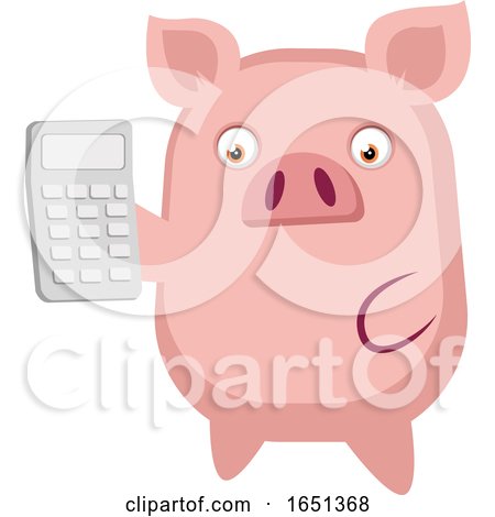 Pink Pig Holding a Calculator by Morphart Creations