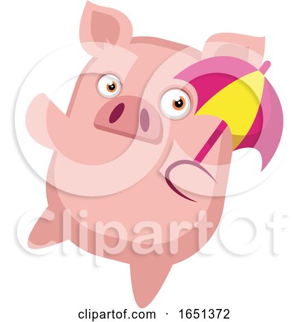 Pink Pig Holding an Umbrella by Morphart Creations