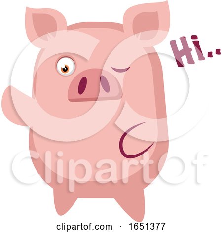 Pink Pig Saying Hi by Morphart Creations