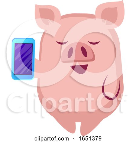 Pink Pig Holding a Smart Phone by Morphart Creations