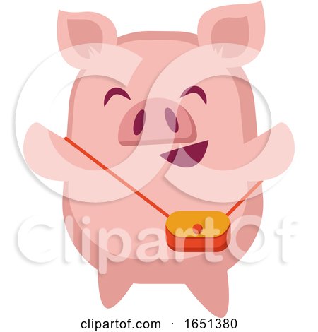 Pink Pig with a Purse by Morphart Creations