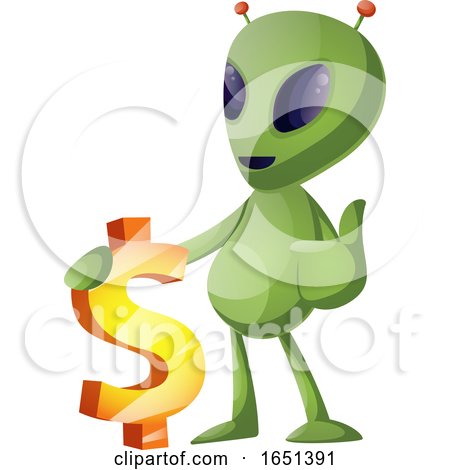 Green Extraterrestrial Alien with a Dollar Symbol by Morphart Creations