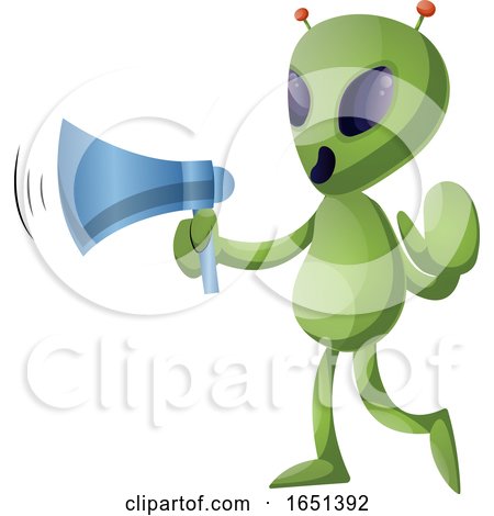 Green Extraterrestrial Alien Using a Megaphone by Morphart Creations