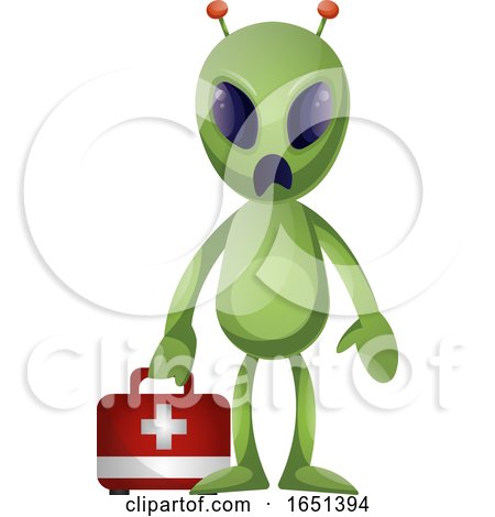 Green Extraterrestrial Alien with a First Aid Kit by Morphart Creations