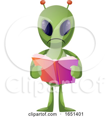 Green Extraterrestrial Alien Reading a Book by Morphart Creations