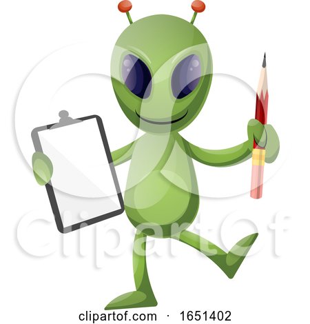 Green Extraterrestrial Alien Holding a Clipboard by Morphart Creations