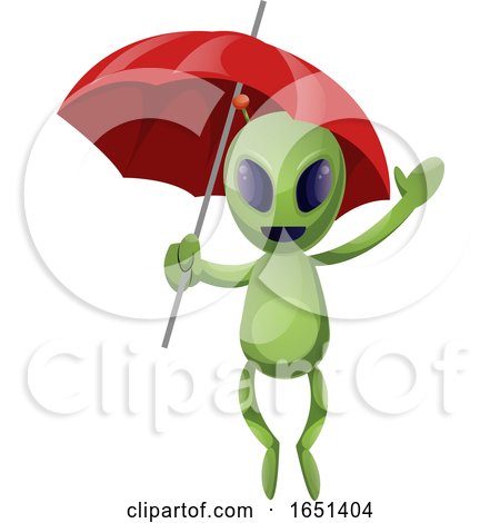 Green Extraterrestrial Alien with an Umbrella by Morphart Creations