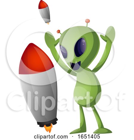 Green Extraterrestrial Alien Launching Rockets by Morphart Creations