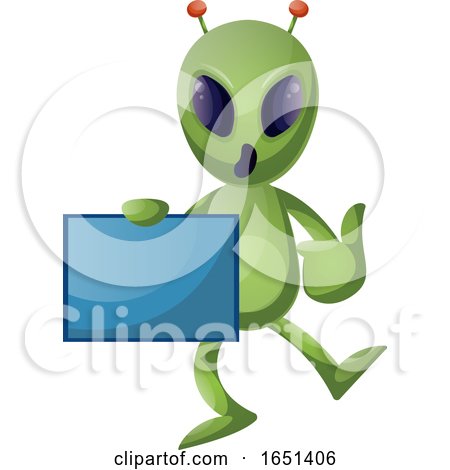 Green Extraterrestrial Alien Holding a Panel by Morphart Creations