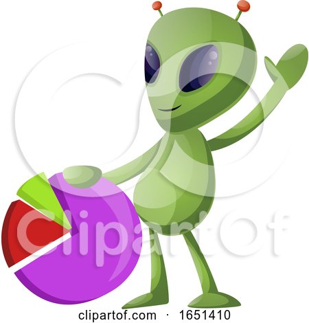 Green Extraterrestrial Alien with a Pie Chart by Morphart Creations