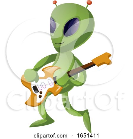 Green Extraterrestrial Alien Playing a Guitar by Morphart Creations