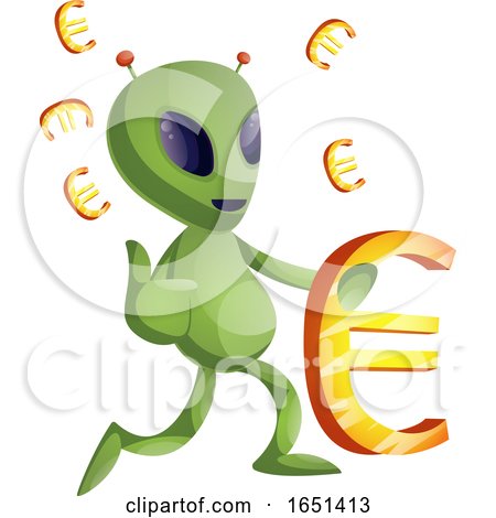 Green Extraterrestrial Alien with Euro Symbols by Morphart Creations
