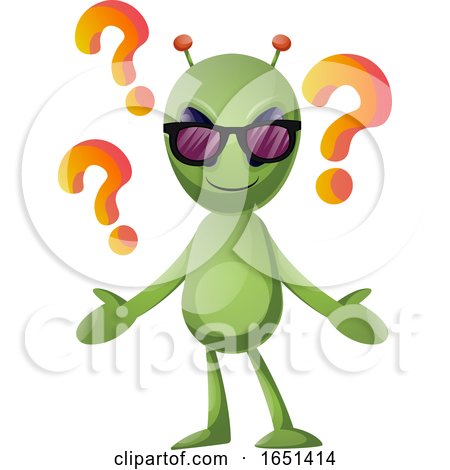 Green Extraterrestrial Alien with Question Marks by Morphart Creations