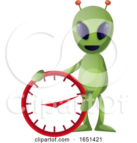 Green Extraterrestrial Alien with a Clock by Morphart Creations