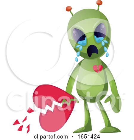 Green Extraterrestrial Alien with a Broken Heart by Morphart Creations