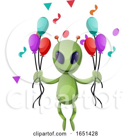 Green Extraterrestrial Alien with Party Balloons by Morphart Creations